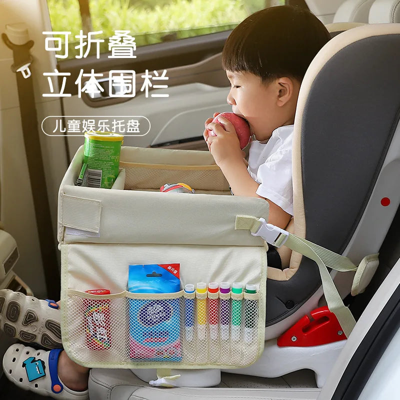 Car Seat Tray For Kids Foldable Multiple Pockets Waterproof Car Table Portable Large Capacity Table For Dining Drawing Car
