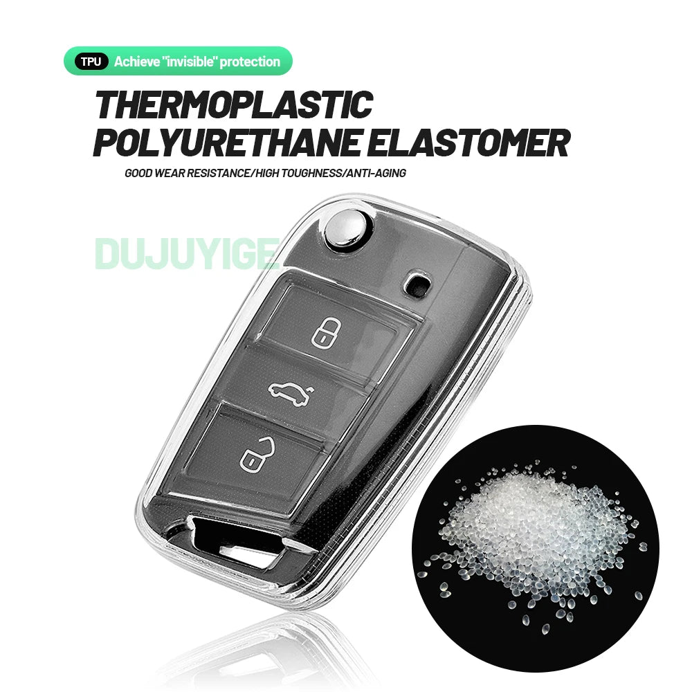 Clear TPU Car Key Case For Audi A1 GB 2018-2025 Key Fob Cover Protector Shell Auto Accessories 2019 2020 2021 2022 2023 2024