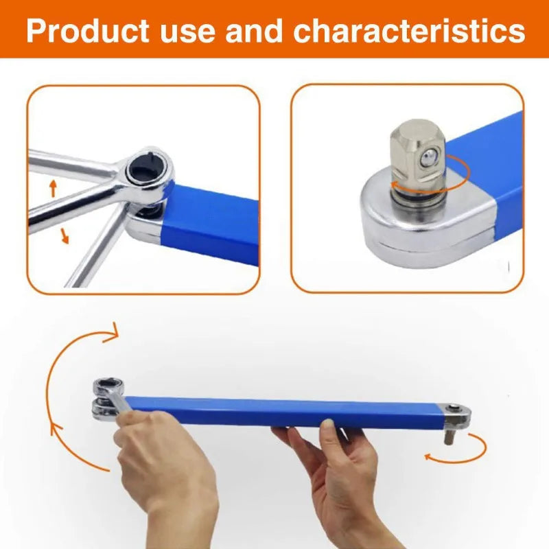 Compact Offset Extension Wrench 4 Adapter Dual Purpose Impact Socket Ratchet for Automotive Hand Tool