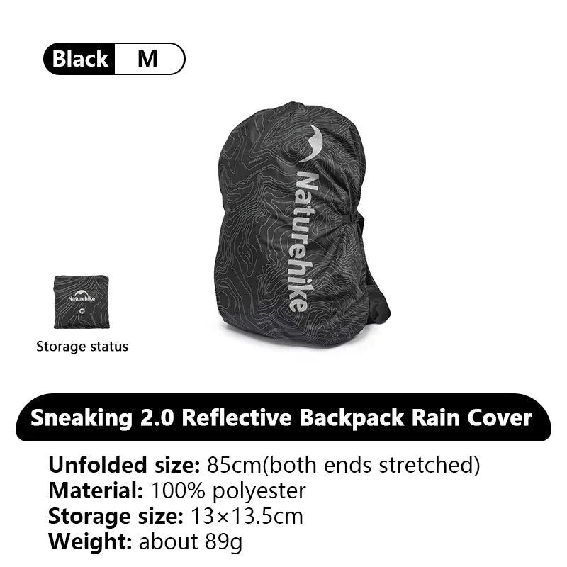 Naturehike Sneaking 2.0 Reflective Backpack Rain Cover Outdoor Climbing Hiking Dustproof Waterproof Schoolbag Casing For 30-60L
