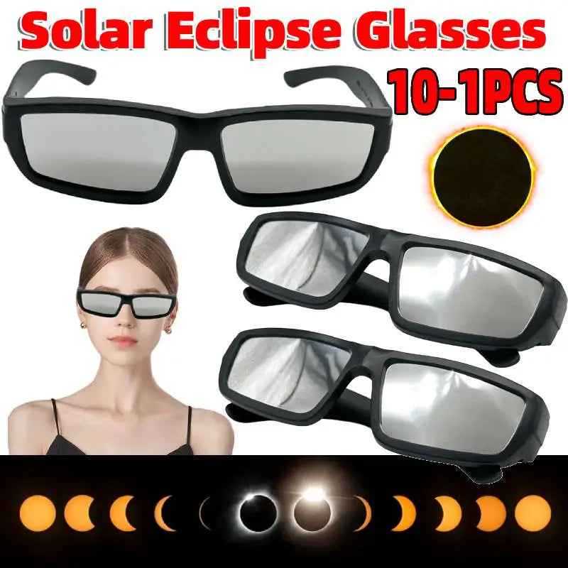1-10 Pack Safe Shades Plastic Sunglasses Solar Eclipse Observation Glasses Solar Eclipse Viewing Glasses for Direct Sun View