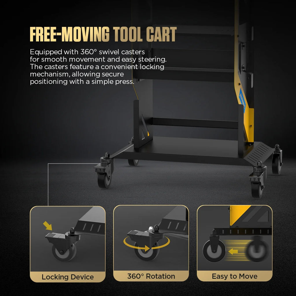 AUTOOL T22 Tier Tool Cart Car Repair Workshop Auxiliary Equipmen Toolbox Storage Heavy Duty Cart Tool Lockable Casters