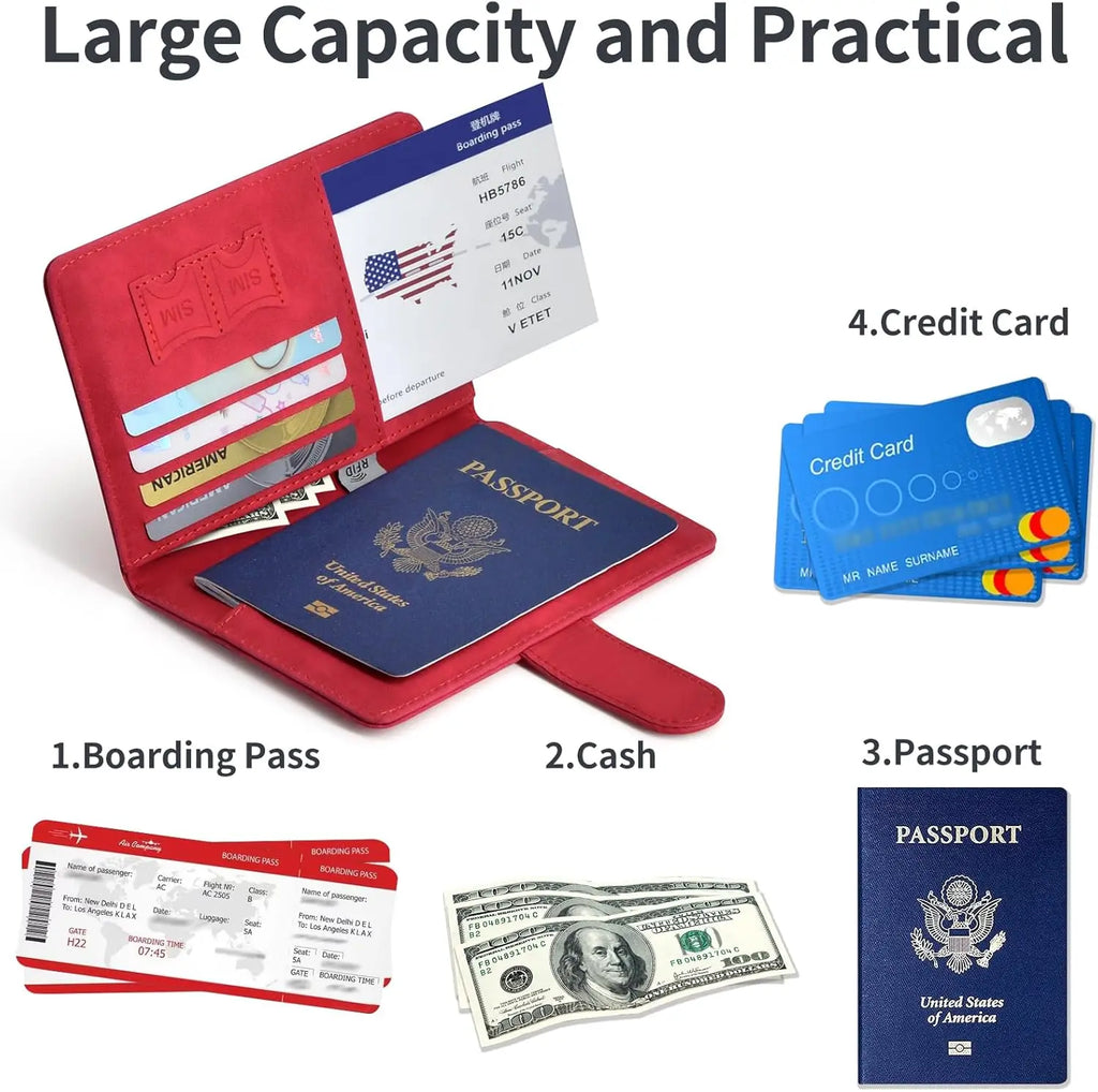 Passport Holder, Passport Cover with Credit Card Slot Passport Wallet Case Book Travel Must Have