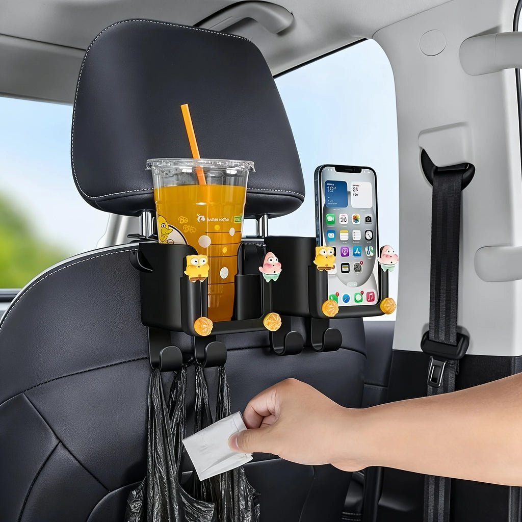 Car Mounted Rear Drainage Cup Holder. No Punching Required. Seat Backrest Cup Holder. Phone Holder Garbage Bag Hook Three in One