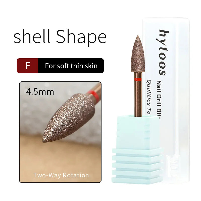 HYTOOS Copper Coated Diamond Cuticle Clean Nail Drill Bit Large Cone Dead Skin Cleaner Russian Prep Tool for Manicure Technician