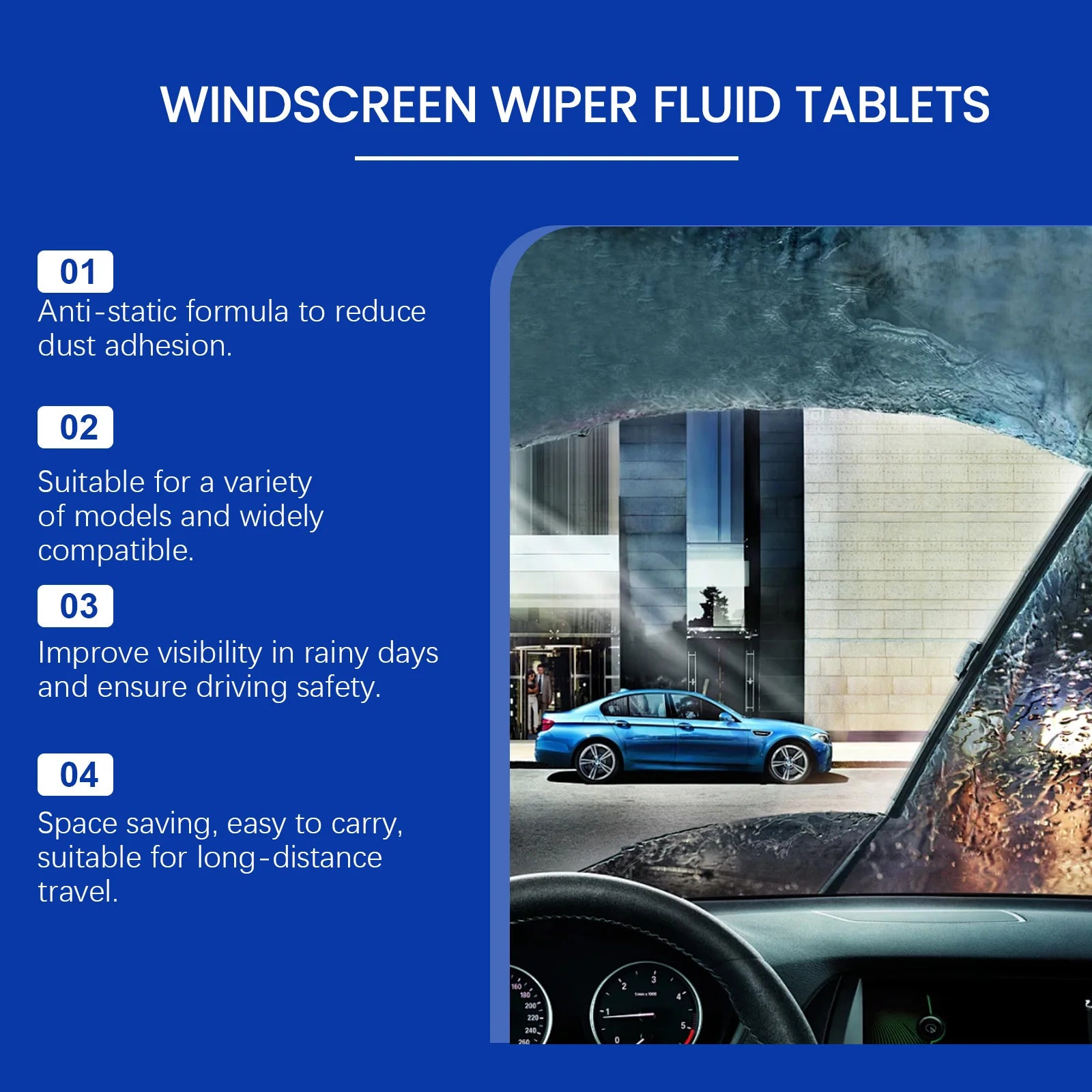 Car Windshield Cleaning Effervescent Tablets Remove Stains & Grease Film Effervescent Wash for Glass Windows Car Cleaning Tool