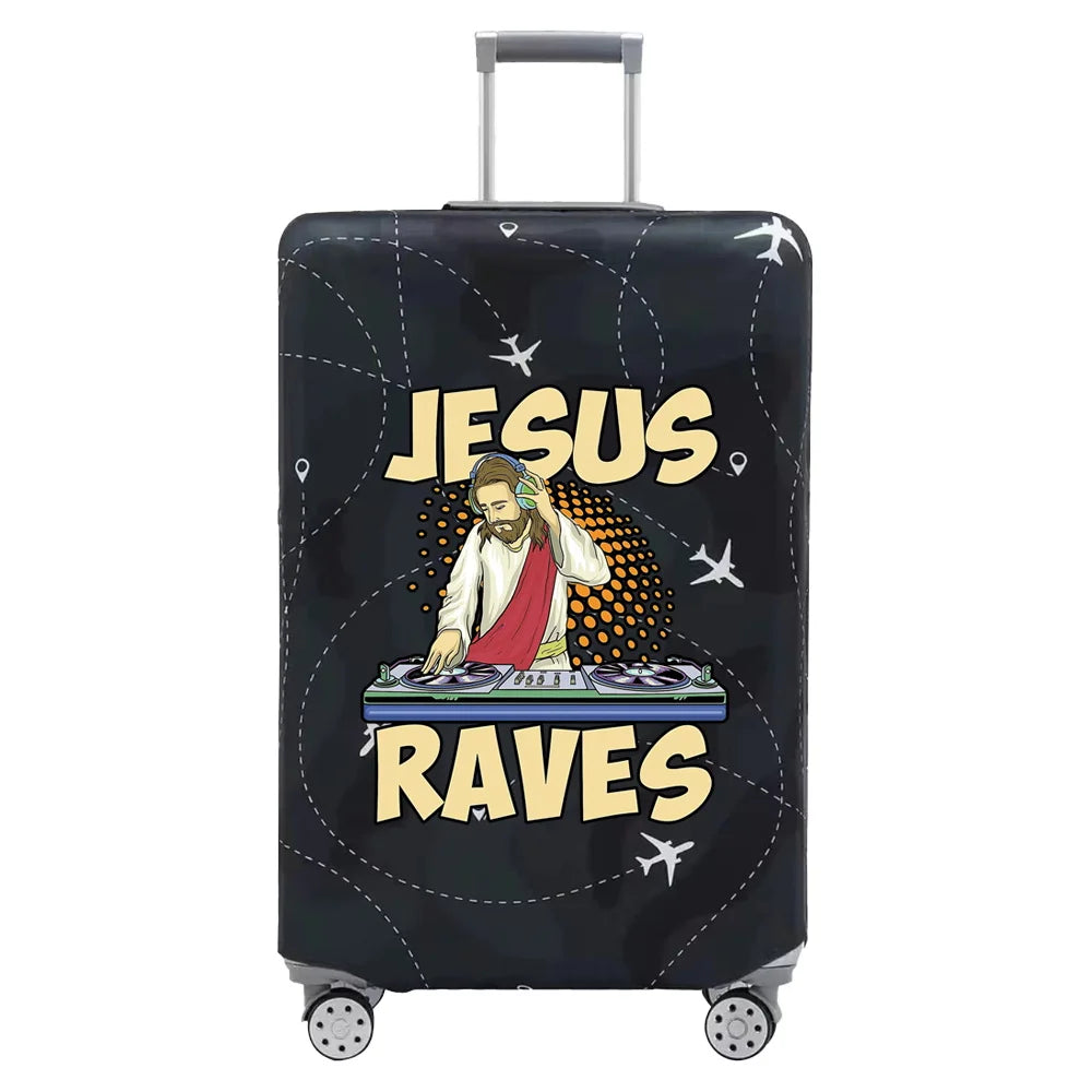 Luggage Cover Travel Suitcase Protective Cover Jesus Series Dust-Proof Thickened Elastic Fabric for 18-32inch Baggage Case