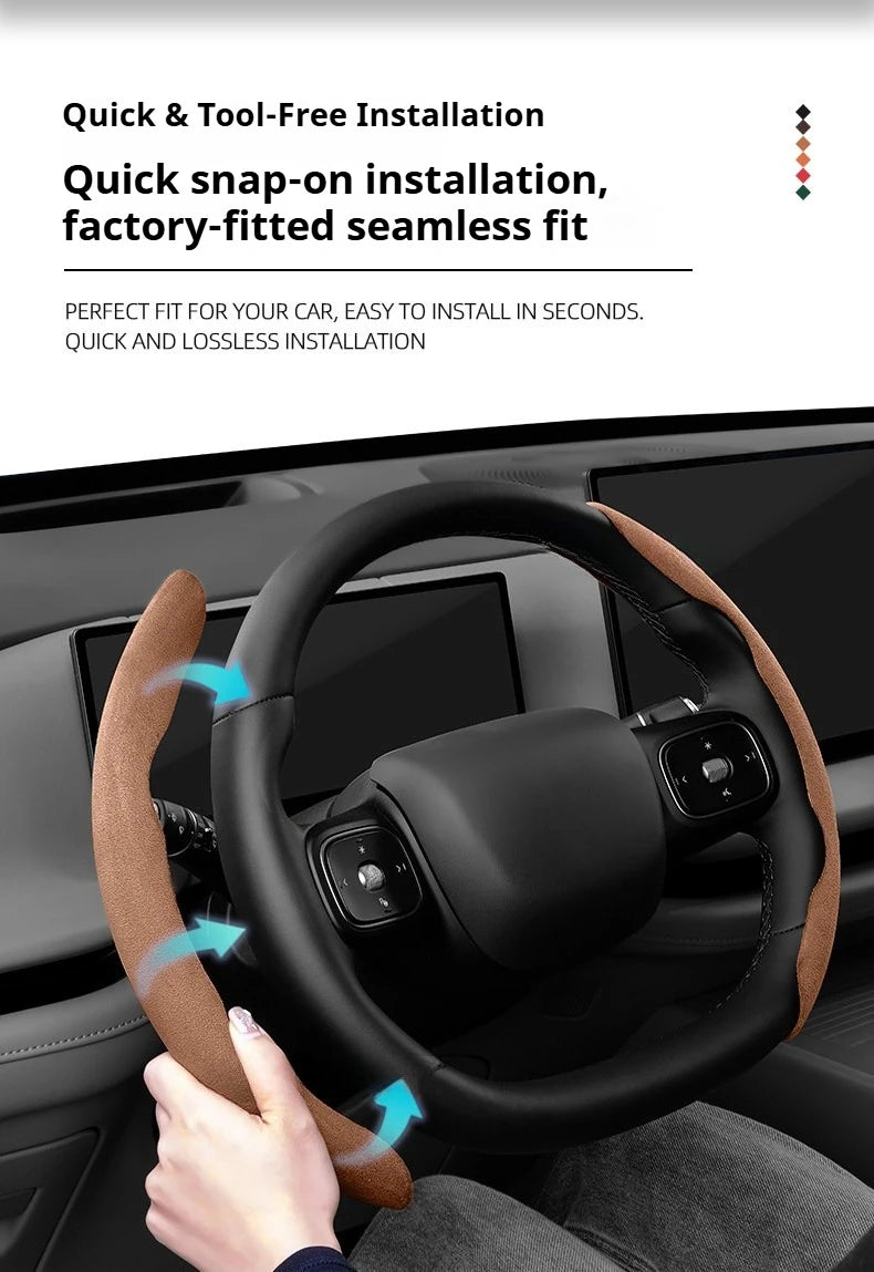 Suitable for Mg Non-Slip Buckle Segmented Suede Steering Wheel Cover Suitable for Zs Mg3 Hybrid Luxury 2025 One Mg4 Mulan Hs 5 6