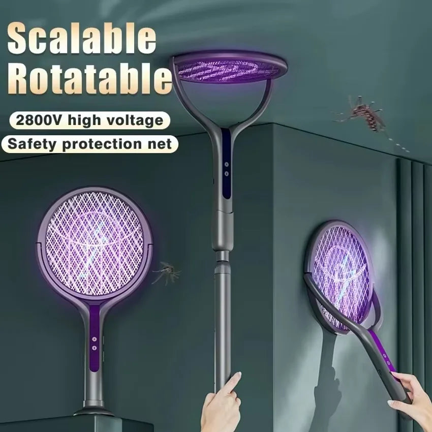 Automatic Mosquito Swatter, Telescopic, Rotatable Mesh For Wider Coverage, USB Charging, Fast, Long Standby Time