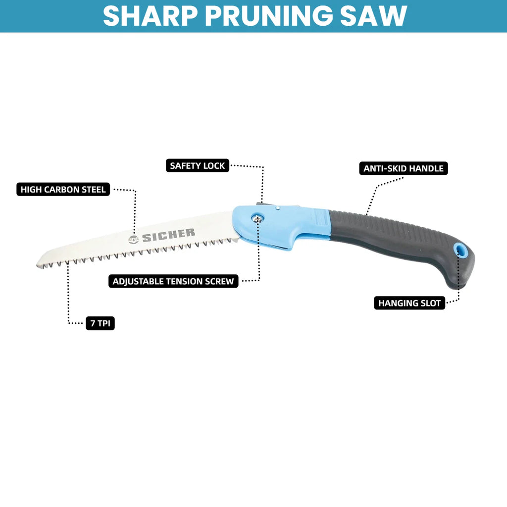 6 Inch Folding Pruning Saw High Carbon Steel Blade Hand Saw for Garden Tree Branch Cutting with Secure Lock & Anti-Slip Handle