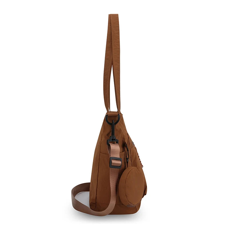 Women Nylon Tote Bag Detachable Crossbody Strap Coin Purse Multi Pocket Handbag For Daily Travel Work Shopping