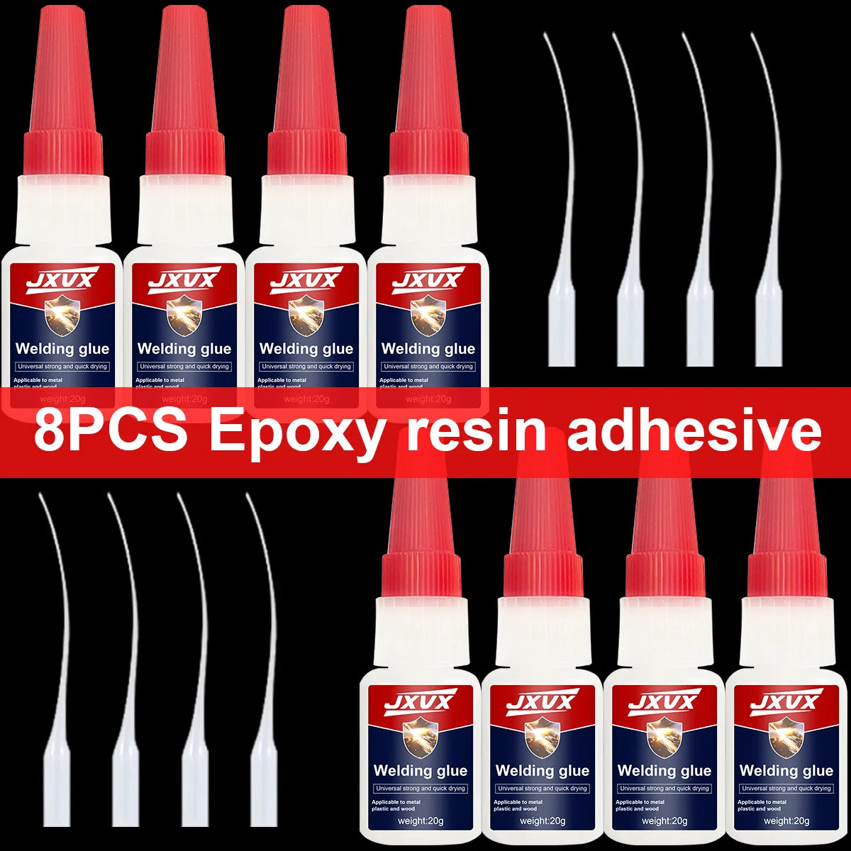 8-Pack (20g) Office-Use Oil-Based Welding Adhesive: Ready-to-Use Super Glue for Plastic, Metal, and Wood