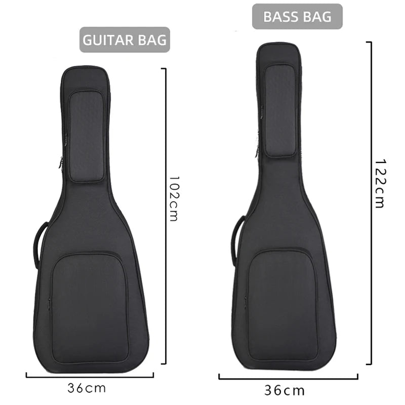 15mm Thickend Cotton Pad Guitar /Bass Bag Rip-stop Backpack Shoulder Bag Cover Carrying Case Color Options Neck Cushion Design