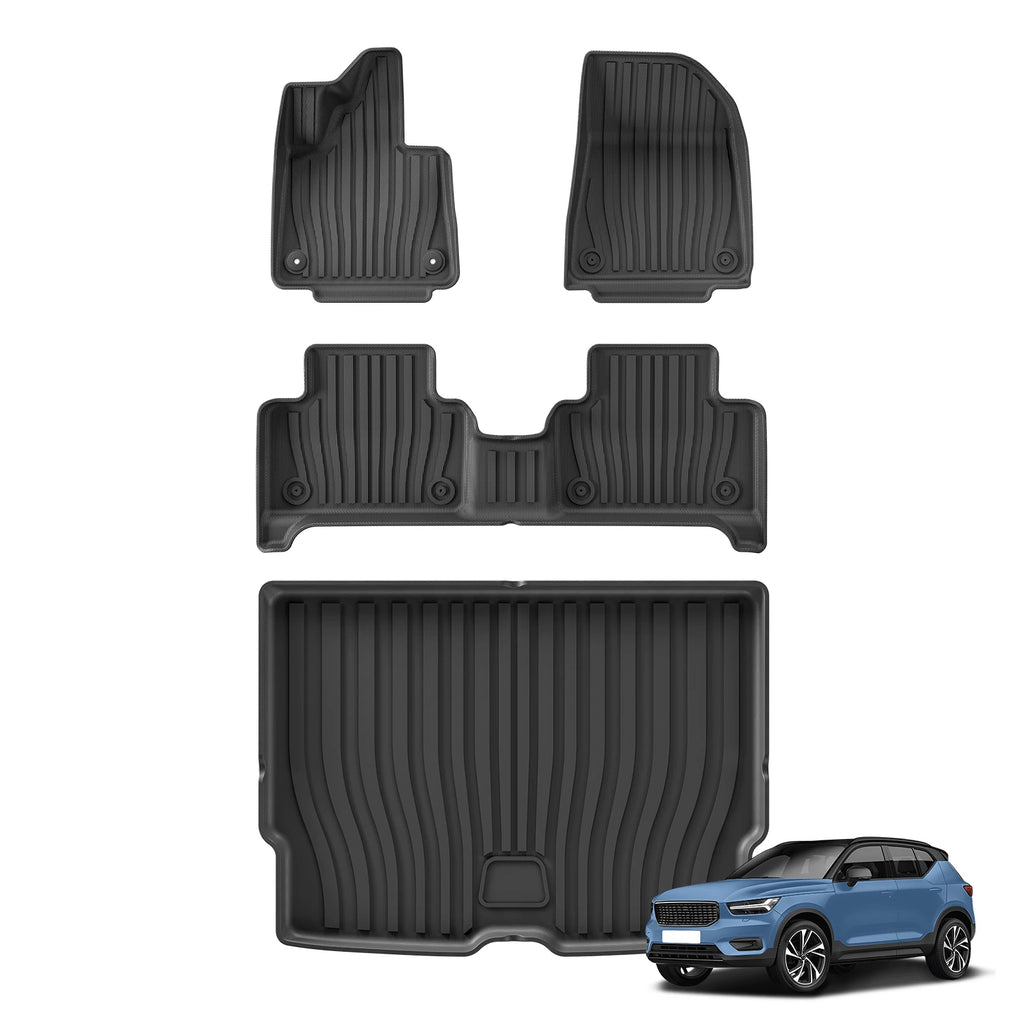 LUCKEASY for Volvo EX30 2024 2025 Car Floor Mats Cargo Liner Trunk Pad TPE 3D Foot Mat Backrest Liner Waterproof Accessories