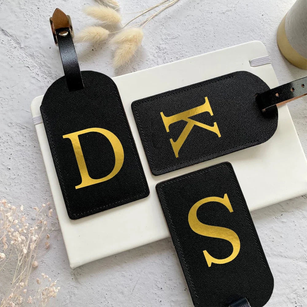Initial Luggage Tags Handbag key Holders Travel Bag Key Wallets Label Tag Suitcase Identify Labels with Privacy Cover