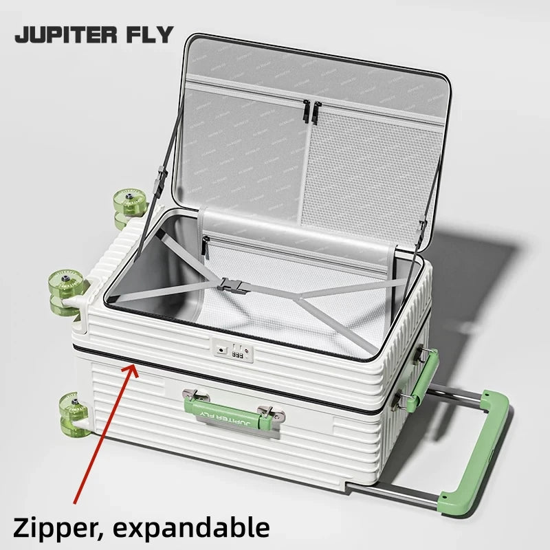 Side Opening Rolling Luggage Wide Trolley Travel 1:9 Deep Warehouse Suitcase with Skating Spinner Wheels TSA Lock PC Material 20