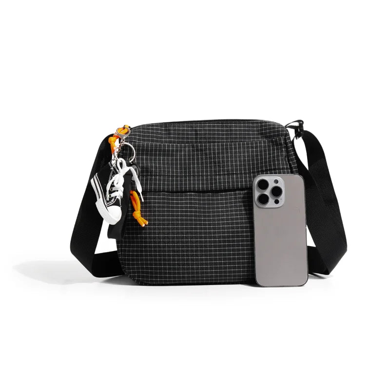 Crossbody Bag Unisex Japanese Korean Simple Waterproof Small Square Lightweight Daily Outdoor Travel Phone Shoulder Bag