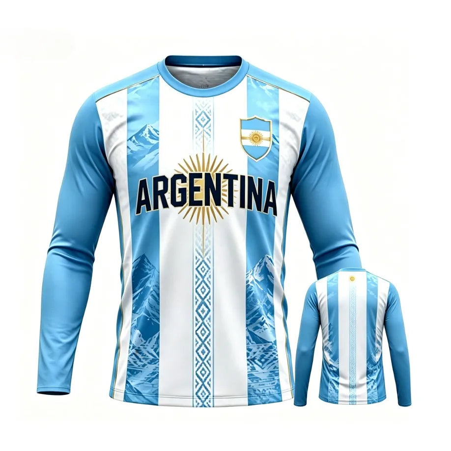 2026 New Argentina Fashion Round Neck T-shirt Fashion Long Sleeve Top Outdoor Sports and Leisure Quick Drying