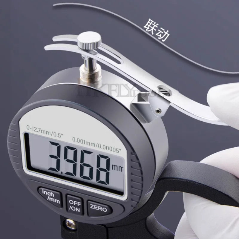 0-12.7mm Digital Micrometer Thickness Gauge Large Size Alloy Measuring Surface Caliper Gauge Sponge Leather Measuring Tools 25.4