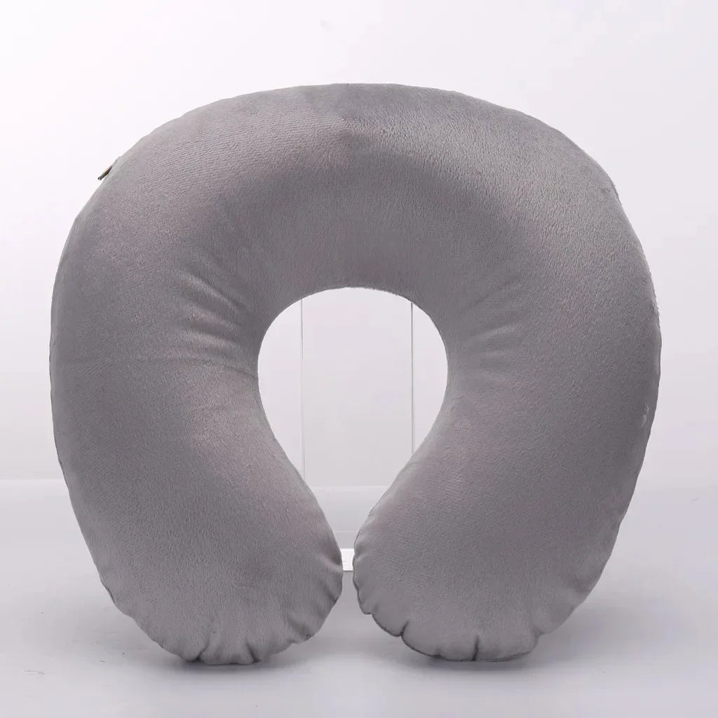 1Pc Travel Pillow Car Air Flight Office Inflatable Neck Pillow Short Plush Cover PVC Support Headrest Soft Nursing Cushion