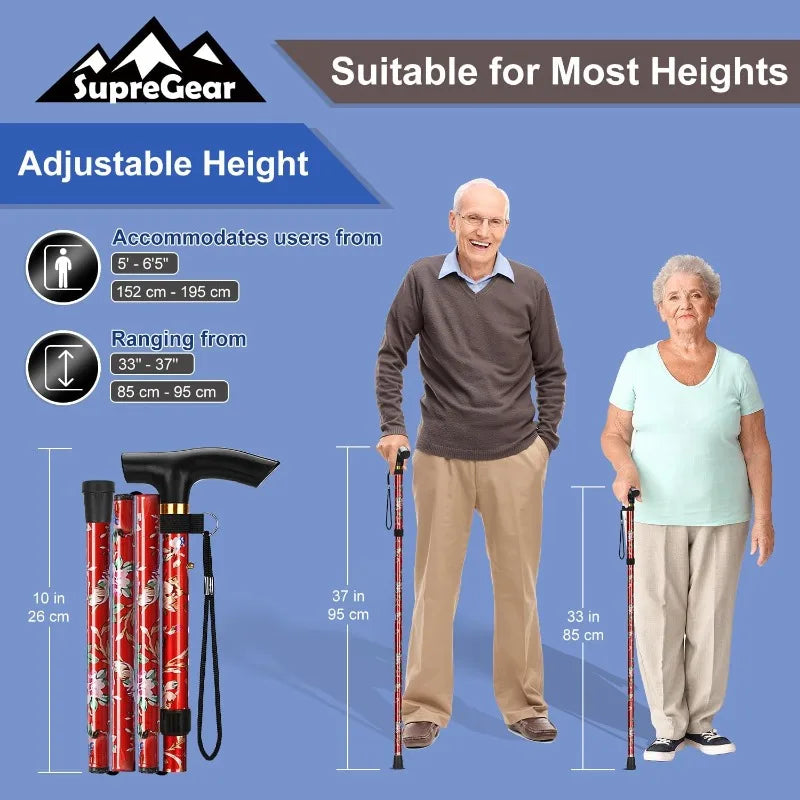 5Level Adjustable Foldable Flower-shaped Aluminum Alloy Walking Stick Portable Elderly Walking Stick Suitable for Outdoor Hiking