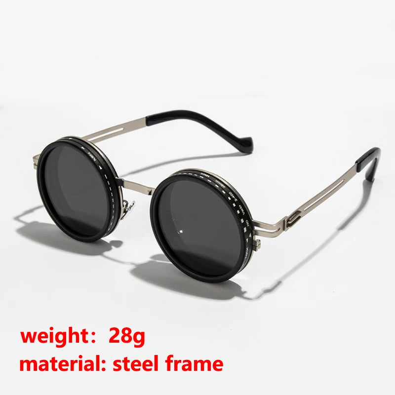Hiking ND2-400 9 Level Adjustable Dimming Polarized Glasses Men Women Punk Round Sun Glasses Driving Eyeglasses ND Filter