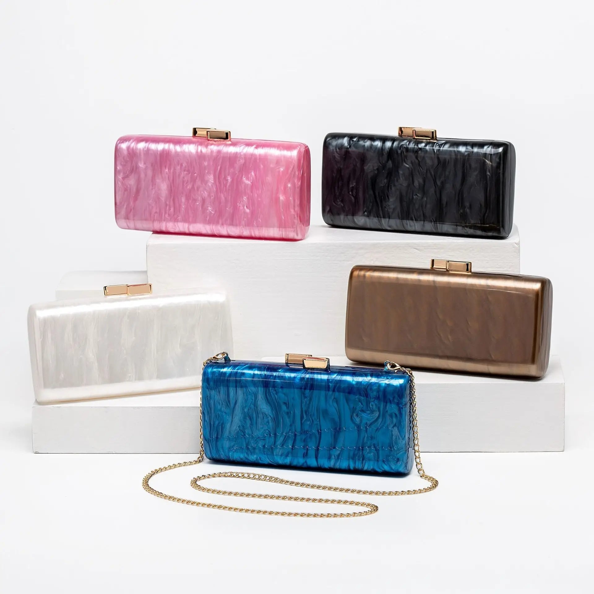 Oblique span bag Shaped shell acrylic bag Fashion wedding dinner clutch bag