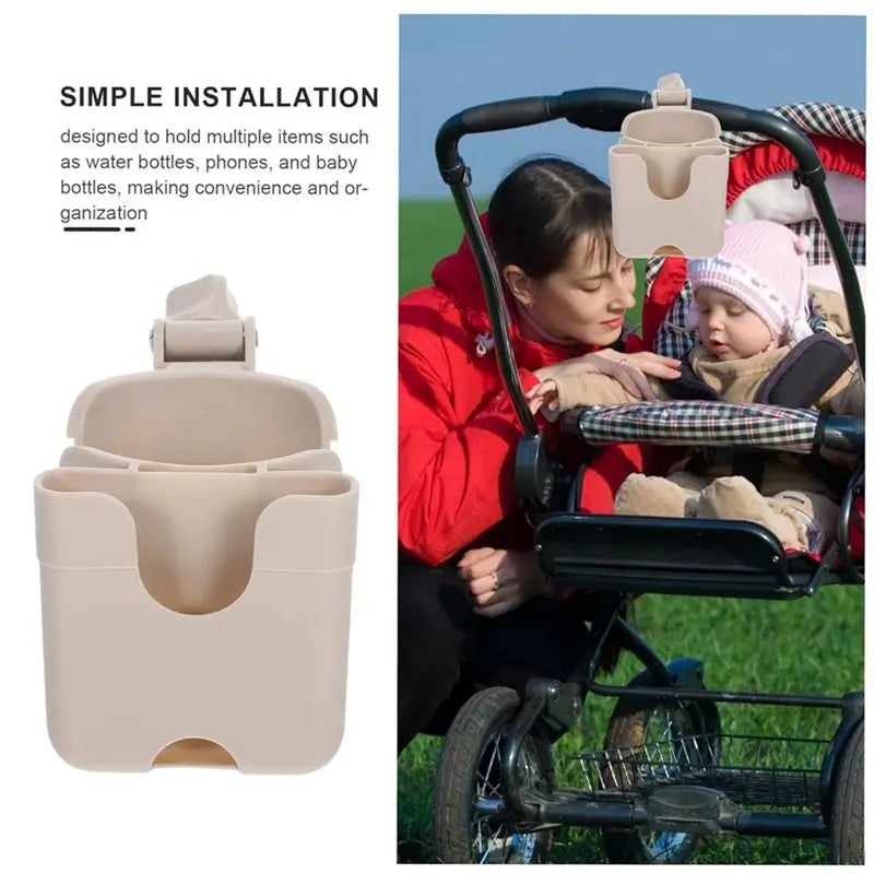 MACH-Stroller Cup Holder With Phone Mount Easy Installation Bottle Organizer Rack Fits Wheelchairs Scooters Kayaks