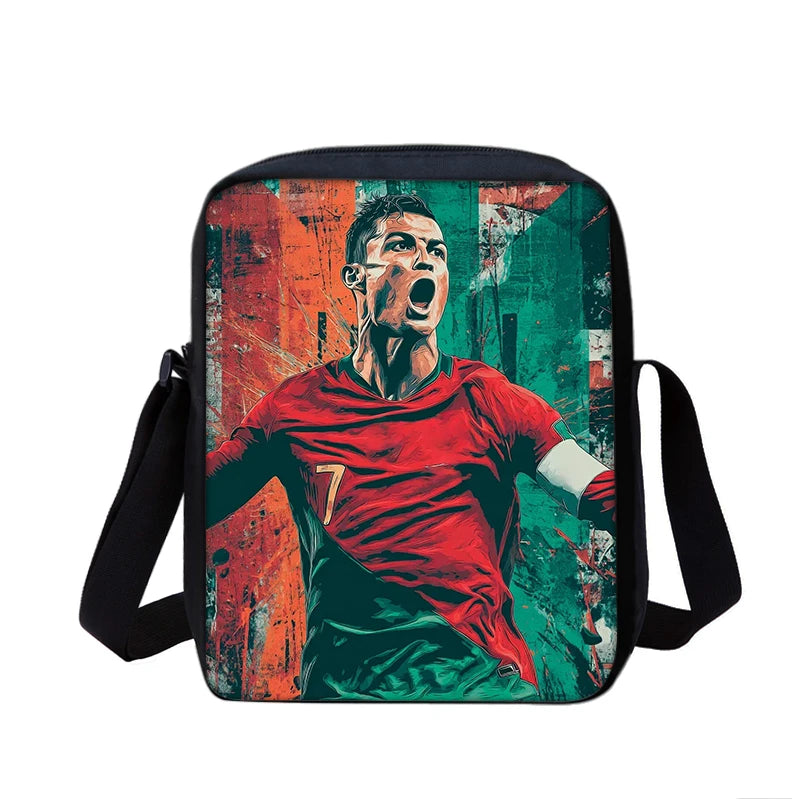 CR Boys Girls School Bags Phone Bag Football Star Shopping Bag Best Gift Printed Ronaldo Shoulder Messenger Bag Handbag