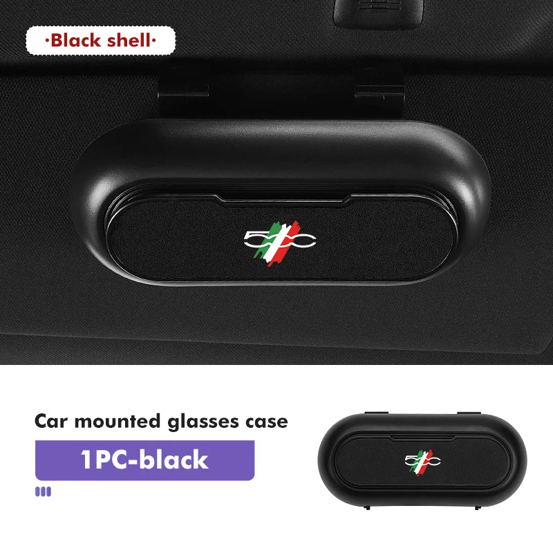 For Fiat Car Sunglasses Holder ABS Suede Dustproof Glasses Storage Box 500 Abarth 596 500X Stilo 500S 500C