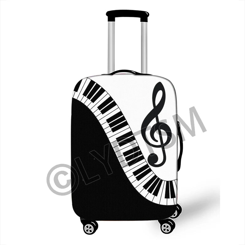 Musical Notes Luggage Cover Rock Guitar Piano Drum Graphic Suitcase Covers Elastic Trolley Case Protective Cover for Travel