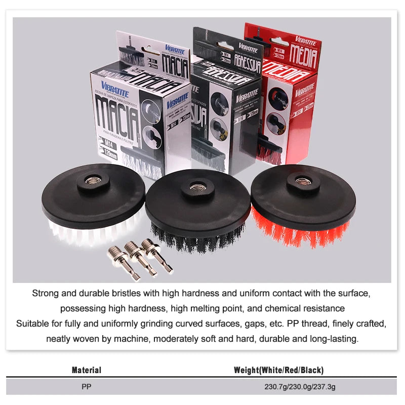 1-3 Pcs 5 Inch Drill Brush Set Multi-Purpose Electric Cleaning Brush Attachment for Carpet Car Seat Kitchen Tile with M14 Thread