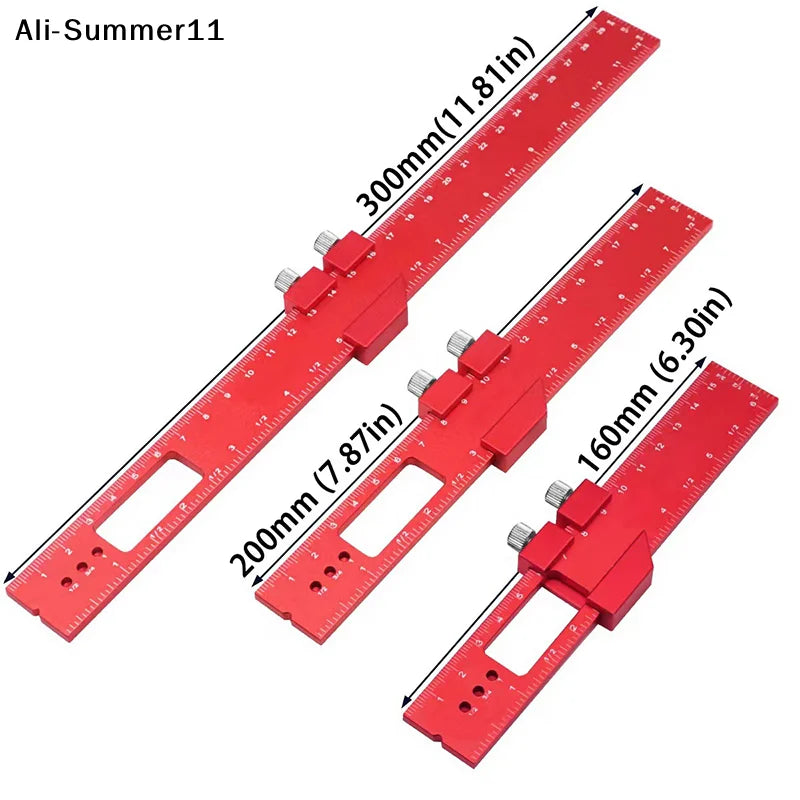 【Wq0】T Type Pocket Ruler Inch Metric Measuring Tool With Slide Stop For Carpentry Marking Multi-function Measuring Aid Tool
