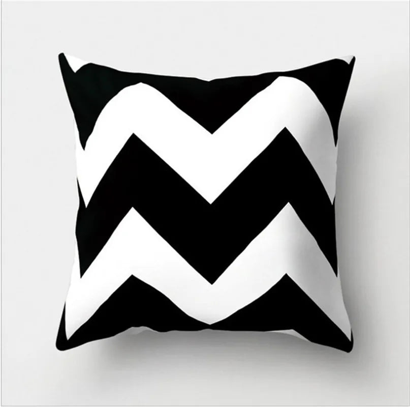 Black And White Geometric Portrait Double-sided Printed pillow cover Short plush Suitable living rooms sofas throw cushion cover