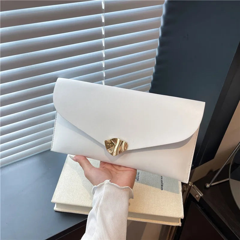 New Fashion Women Large Capacity Envelope Clutch Bag Solid Color Casual Simple Handbag