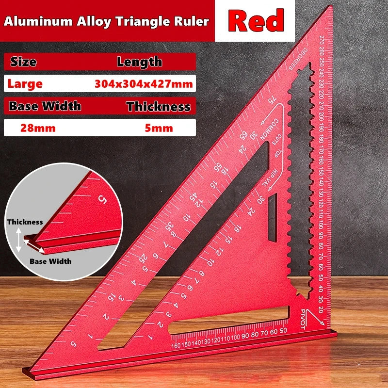 Woodworking Aluminum Alloy Triangle Gauges Multi-function Measuring Gauging Tools Marker Angle Ruler 7/12inch Metric and Imperia