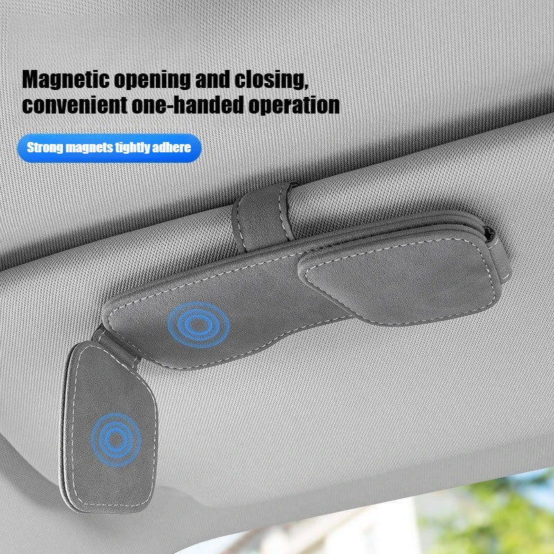 Car Sun Visor Sunglasses Holder, Magnetic Suede Clip, Double Clip for Glasses & Tickets, Car Interior Storage Accessories