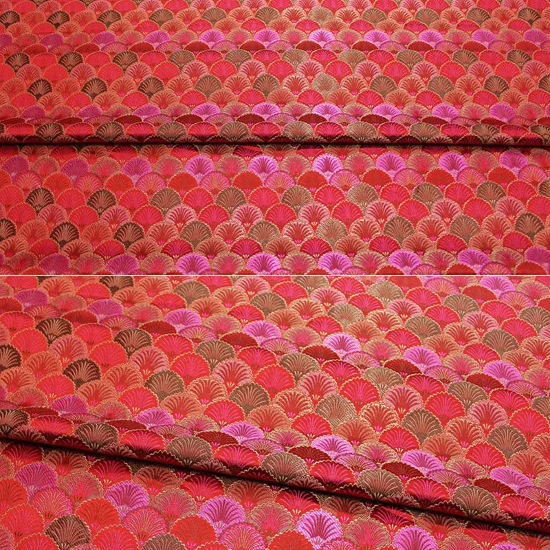 50x75cm Brocade Jacquard Fabric Ginkgo Leaf Design Faux Silk Material For Hanfu Mongolian Robe Cheongsam Costume DIY