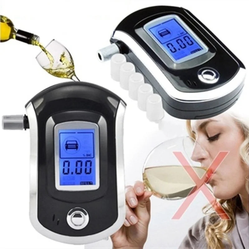 English Digital Alcohol Detector AT6000 Portable Mini Blowing Nozzle for Automotive Home Drunk Driving Detection