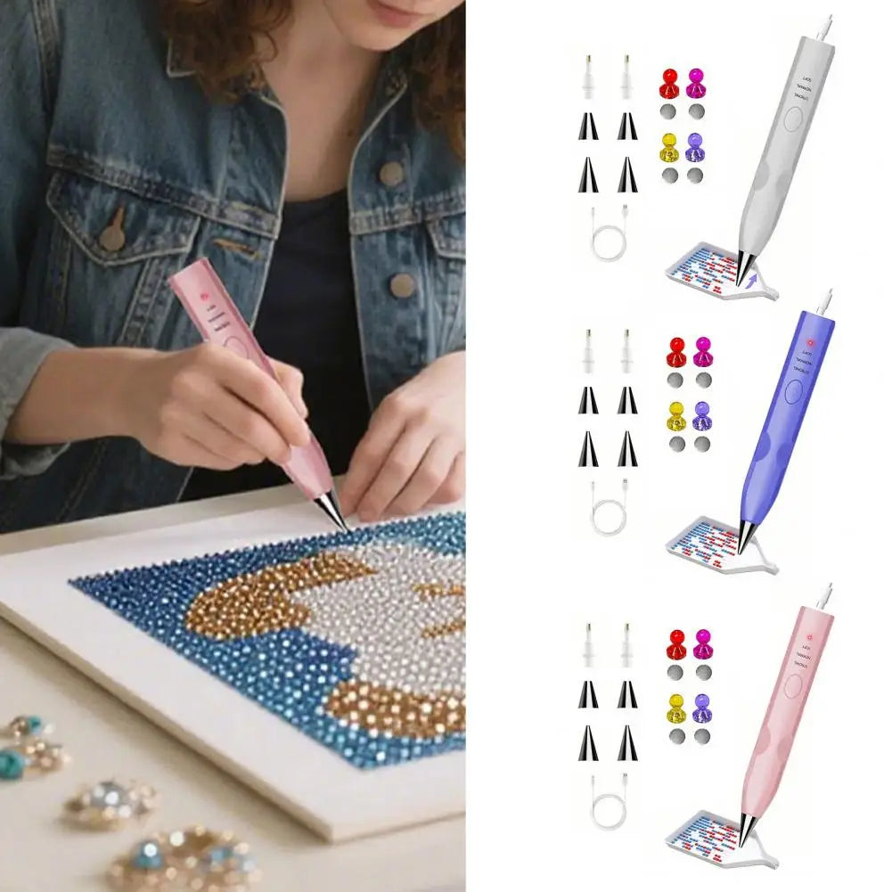 Electric Diamond Art Pen Vacuum Diamond Placement Tool USB Rechargeable No Wax Needed Diamond Art Pen for Beginners Adults