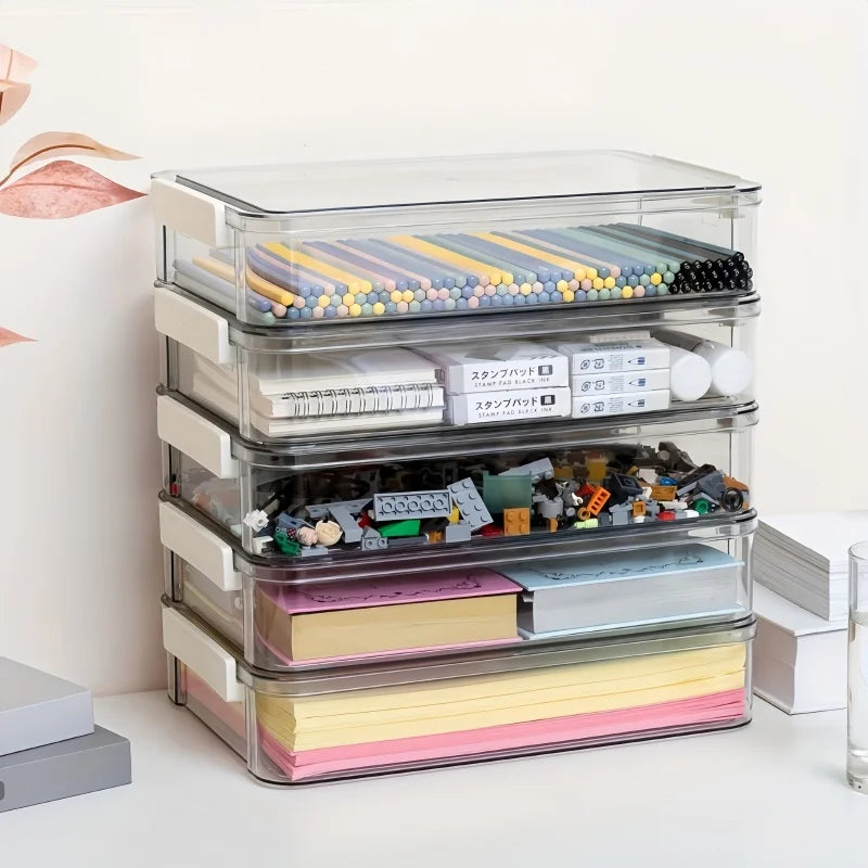 2-Pack A4 Document Storage Box Set Thickened Transparent PET Plastic Organizer for Certificates Diplomas