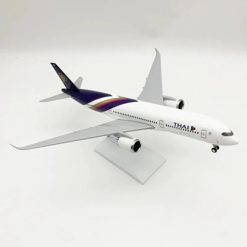 30cm Thai A350 Airplane Model 1/240 Scale Diecast Resin Plane Model Kit with Stand for Display Collection or Adult Toy Gift