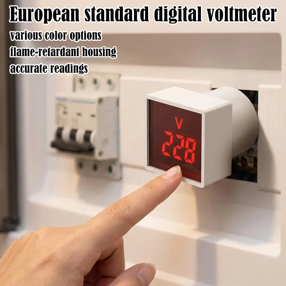 1PC LED Digital AC Voltmeter Indicator Square EU Plug Digital Voltmeter 50–500V Voltage Measurement Range