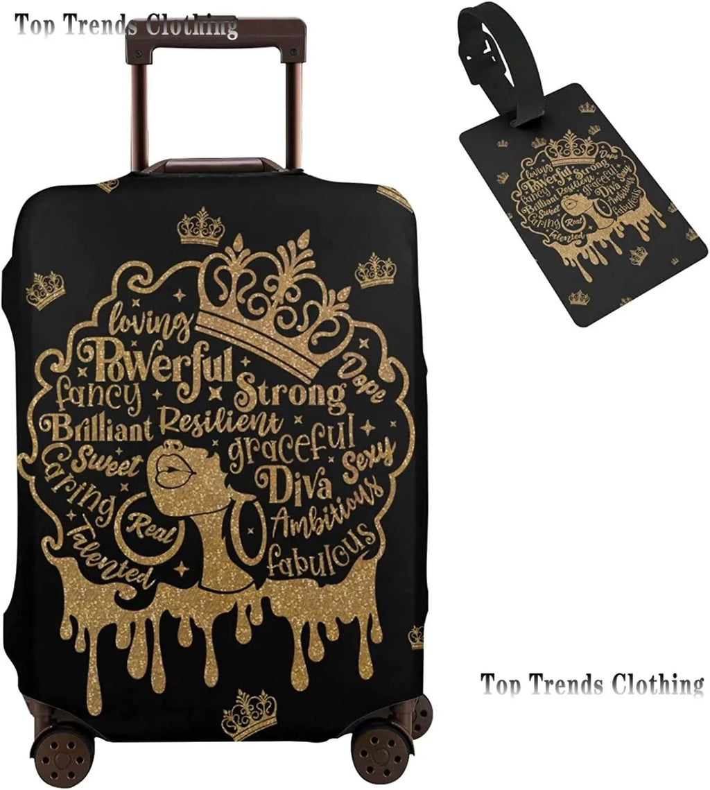 Travel Suitcase Protector African American Woman Elastic Protective Washable Luggage Cover With Concealed Zipper For 18-32 Inch