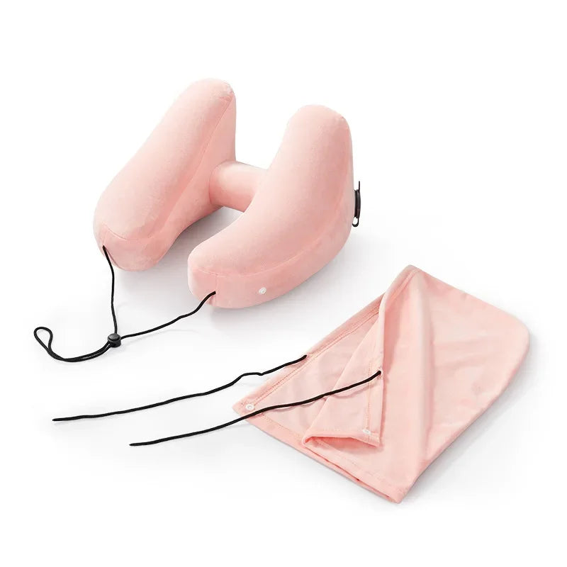 Neck Pillow Travel U-shaped Inflatable H Shape  Multitool Hooded Nap Pillow Outdoor Car Long-Distance Aircraft Neck Pillow