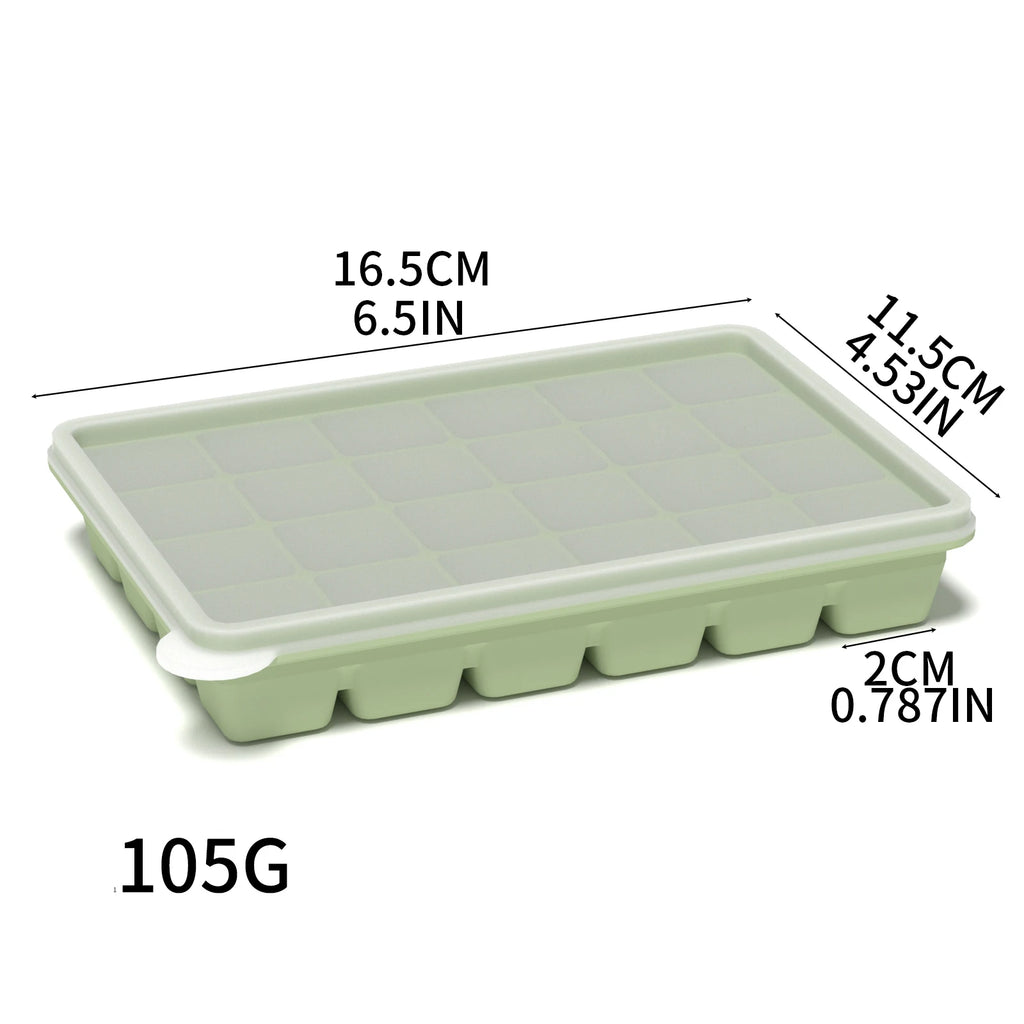 1PC/24 Ice Cube Molds Silicone Ice Tray With a Lid Prevents Odors Easy to Remove Kitchen Supplies Juice Desserts Baby Food Box