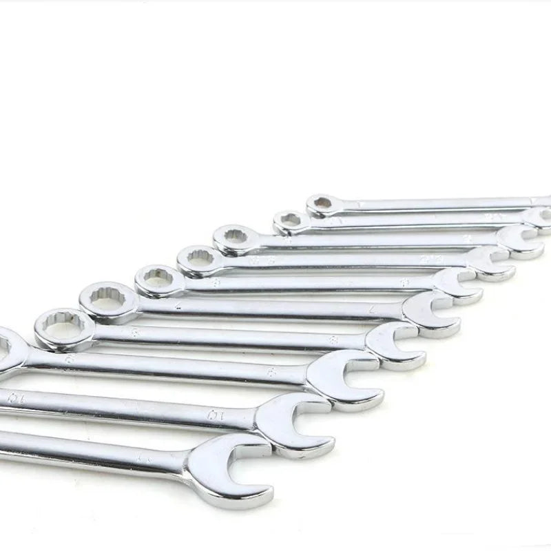 New 10 Pcs Mini Open End Wrench 4-11mm Metrci / Imperial Standard 45# Steel Double End Ratchet Wrenches Mini Combination Spanner