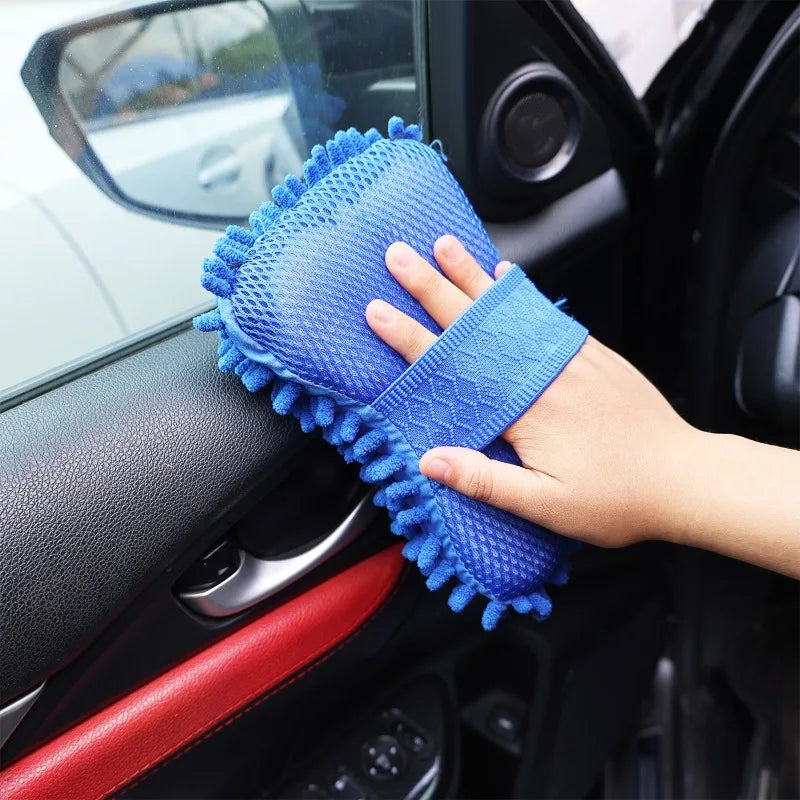 1/2PCS Car Wash Glove Microfiber Chenille Car Wash Sponge Free Care Washing Detailing Brush Pad Multifunction Auto Cleaning Tool