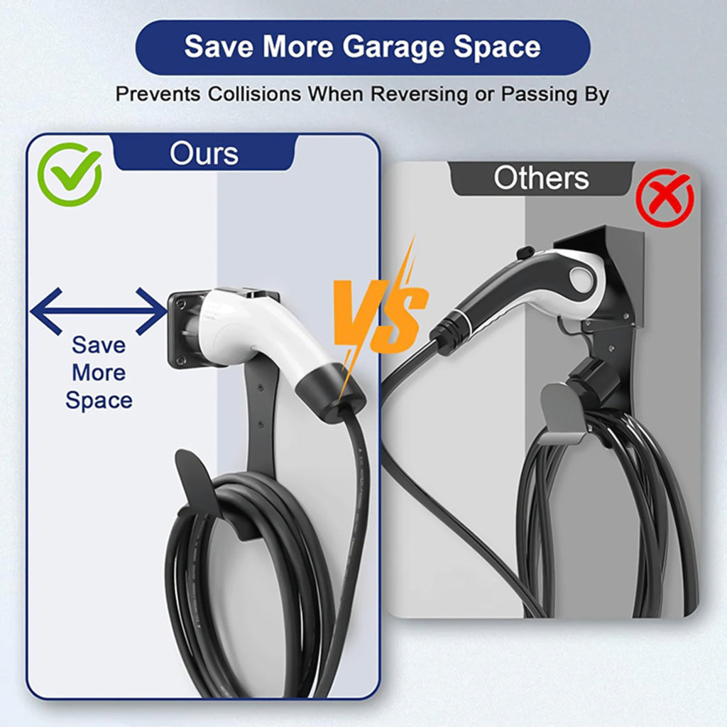 EV Charger Cable Holder Stainless Steel J1772 Charger Holder Wall Mounted Cable Organizer For EV Charging Accessories