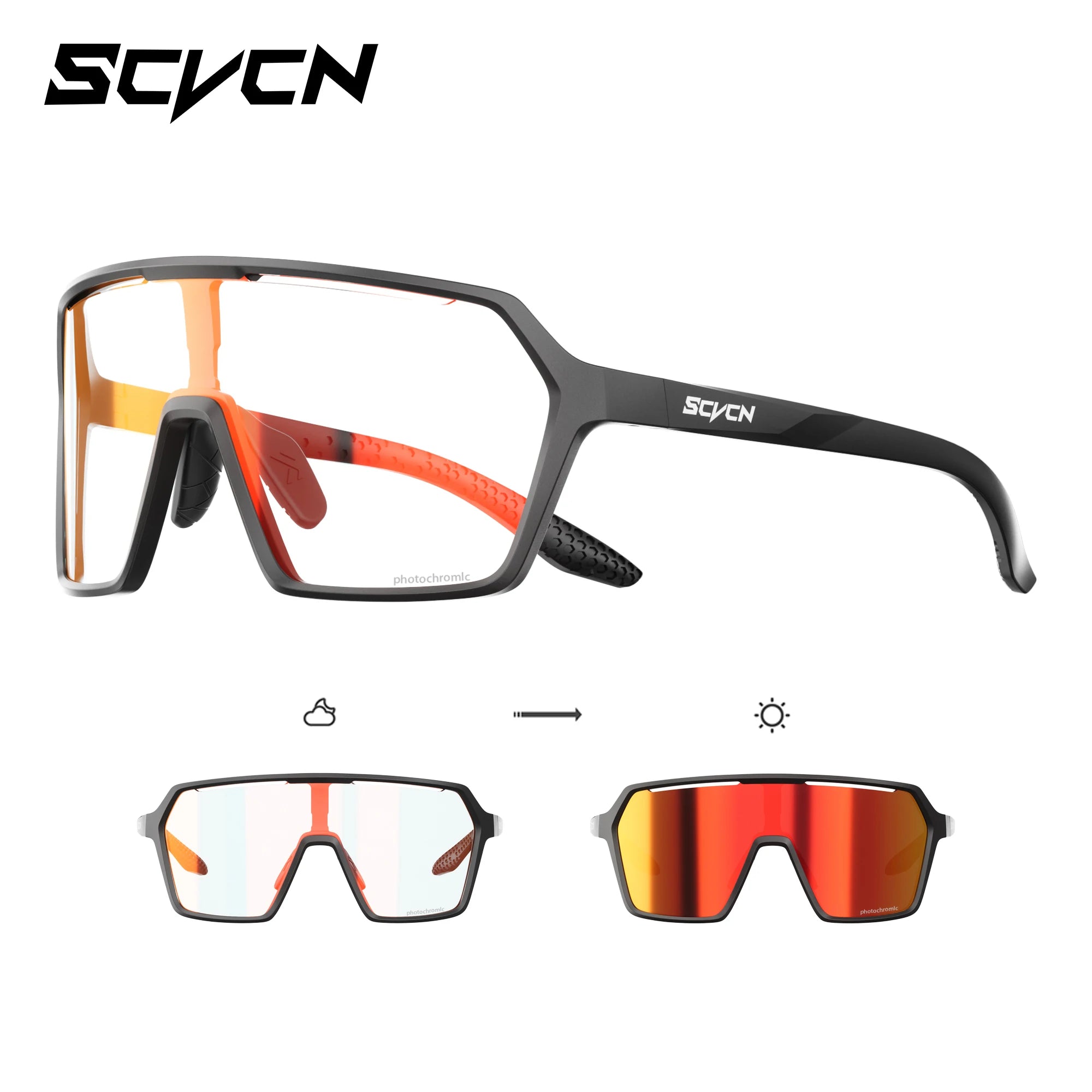 SCVCN Photochromic Hiking Cycling Glasses Outdoor Running Sunglasses Stylish Hiking Driving Glasses Casual Sports Sunglasses